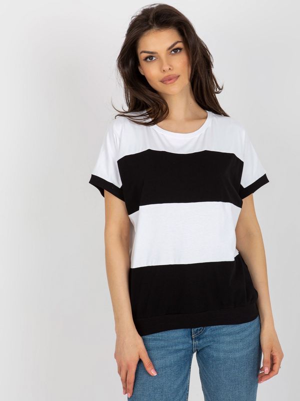 Fashionhunters Basic black-and-white striped cotton blouse