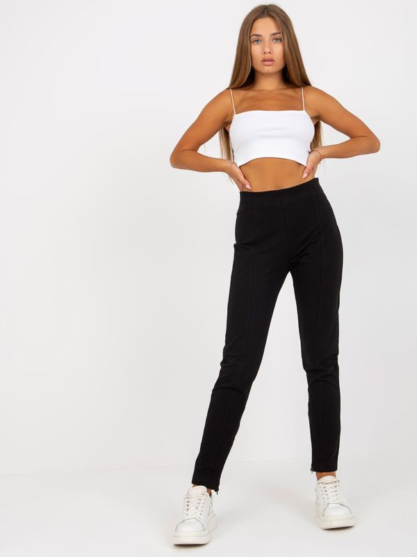 Fashionhunters Basic black leggings with zippers RUE PARIS