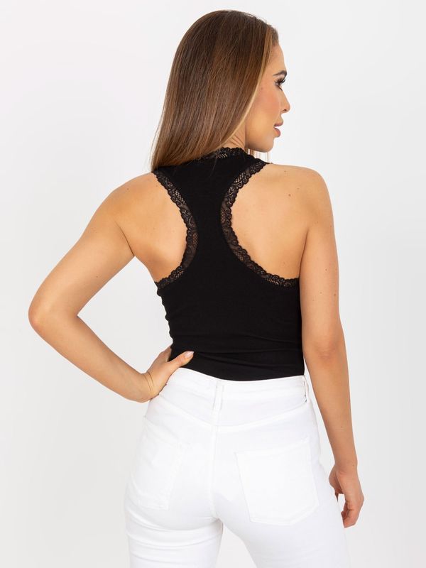 Fashionhunters Basic black ribbed summer top RUE PARIS