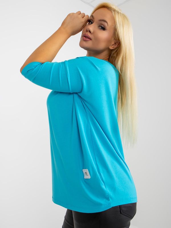 Fashionhunters Basic blue plus size viscose blouse