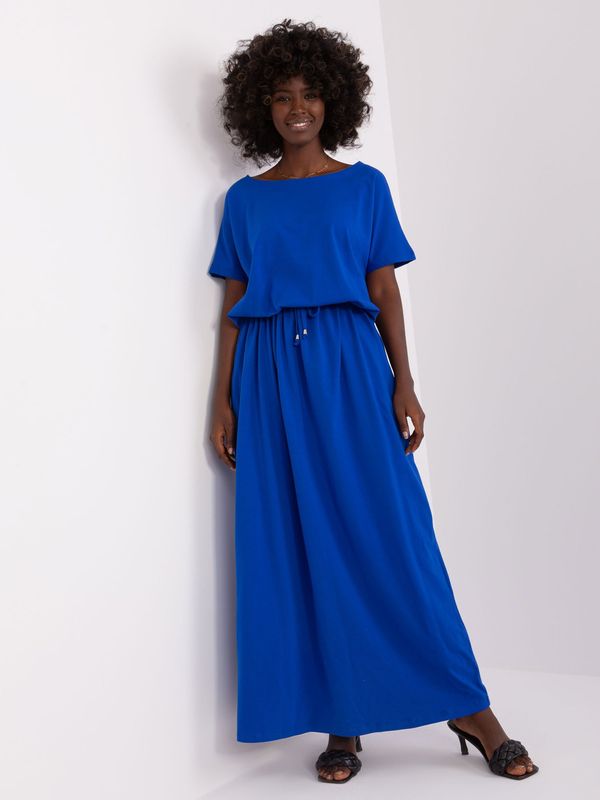 Fashionhunters Basic cobalt maxi dress made of cotton