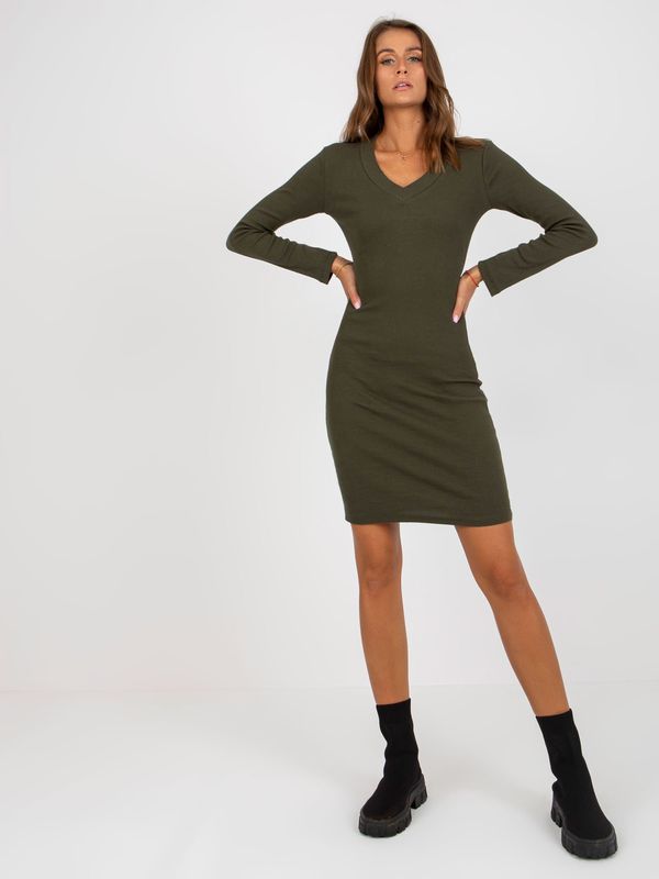 Fashionhunters Basic cotton khaki dress