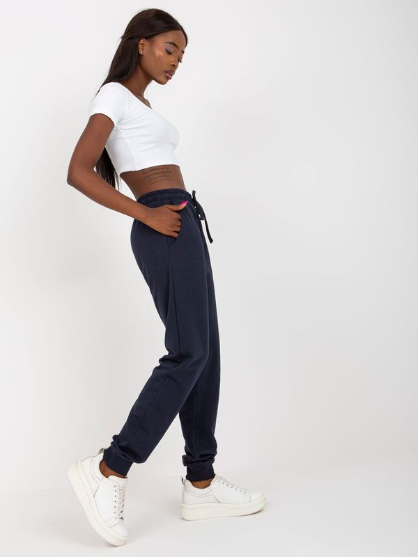 Fashionhunters Basic dark blue sweatpants with pockets