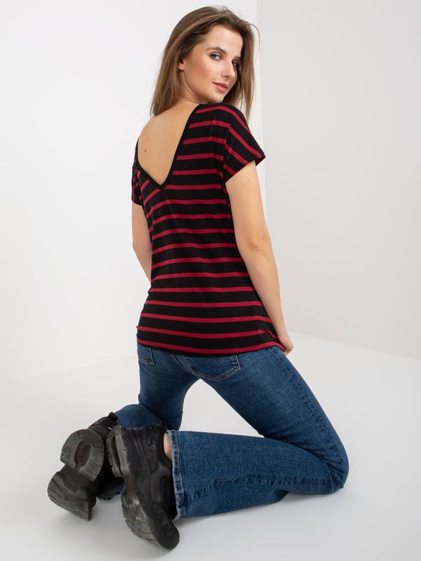 Fashionhunters BASIC FEEL GOOD black-red women's striped T-shirt