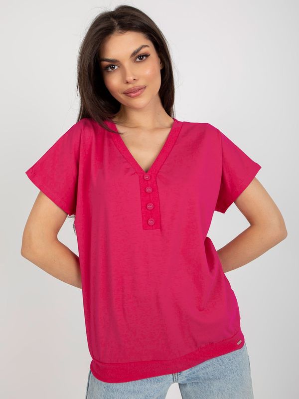 Fashionhunters Basic fuchsia cotton blouse