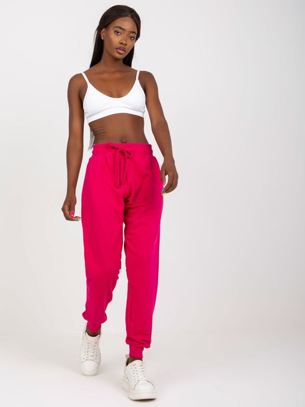 Fashionhunters Basic fuchsia sweatpants with high waist