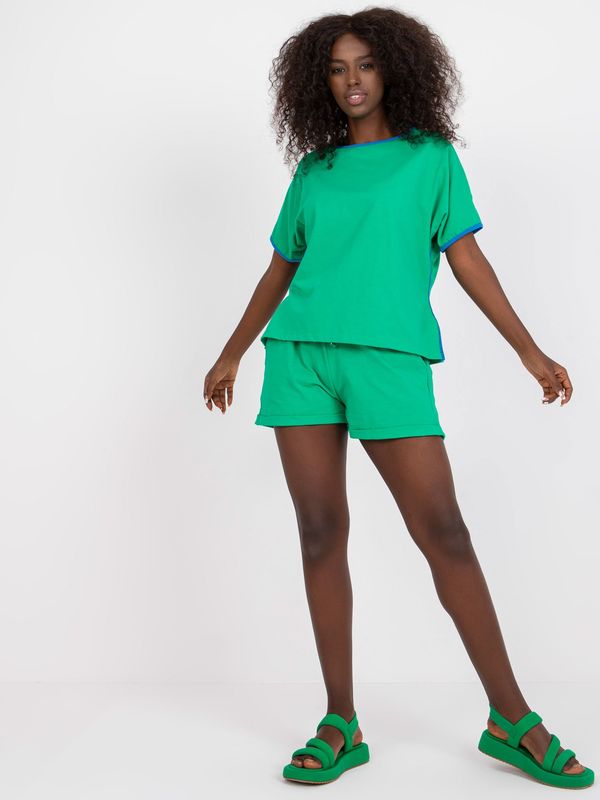 Fashionhunters Basic green-blue set with short sleeves RUE PARIS