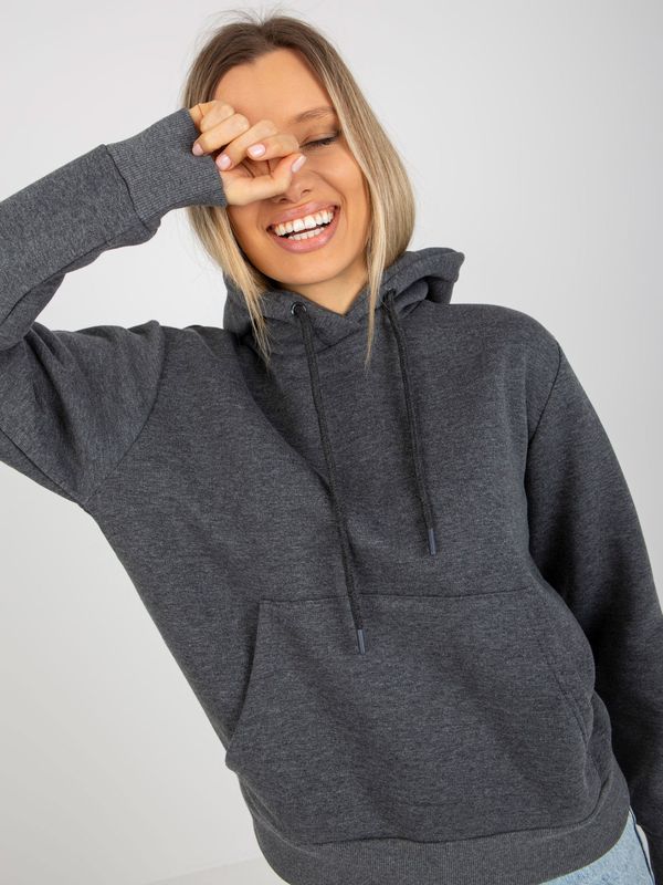 Fashionhunters Basic kangaroo sweatshirt RUE PARIS dark gray