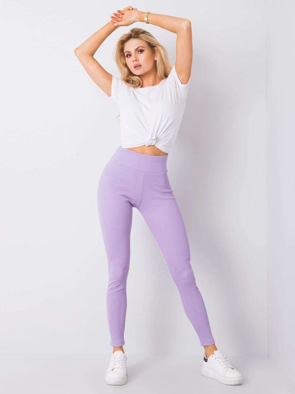 Fashionhunters Basic leggings with purple stripes
