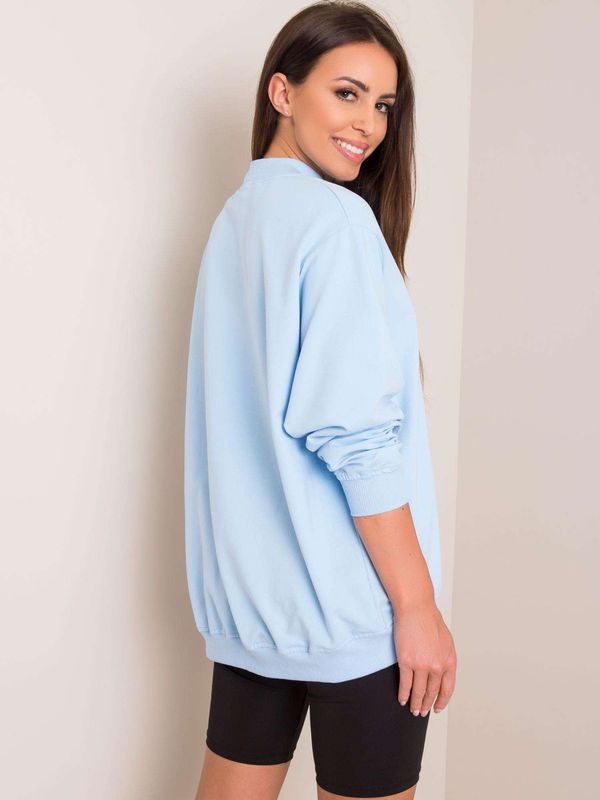 Fashionhunters Basic light blue cotton sweatshirt