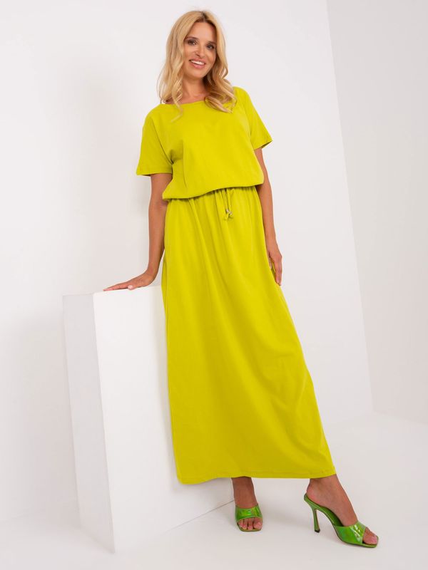 Fashionhunters Basic lime maxi dress with pockets