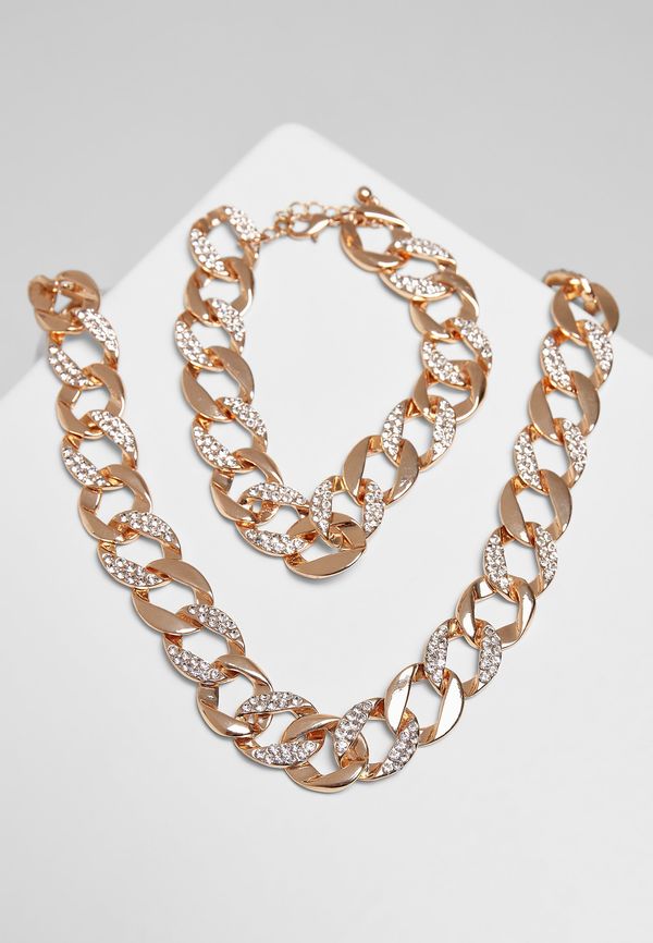 Urban Classics Accessoires Basic set of gold diamond necklaces and bracelets
