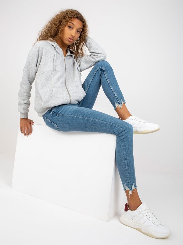 Fashionhunters Basic zippered sweatshirt in melange grey