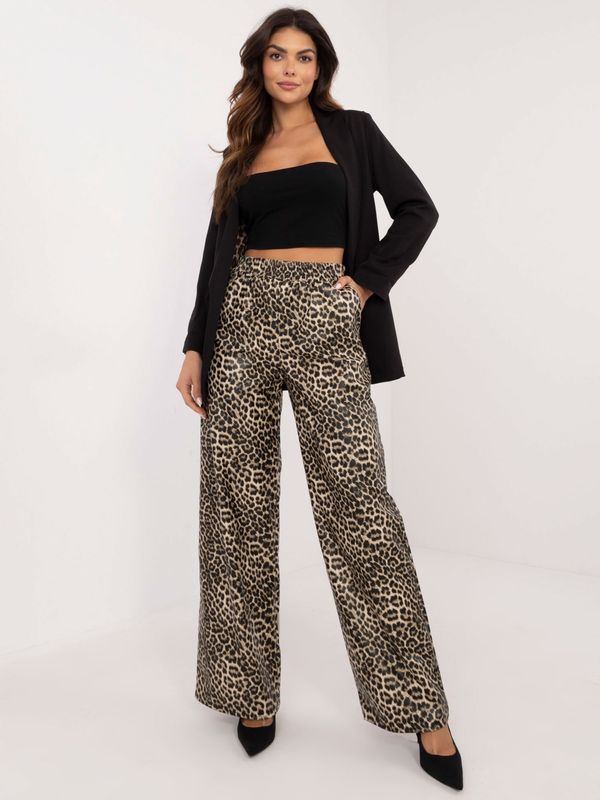 LAKERTA Beige and black patterned eco-leather trousers