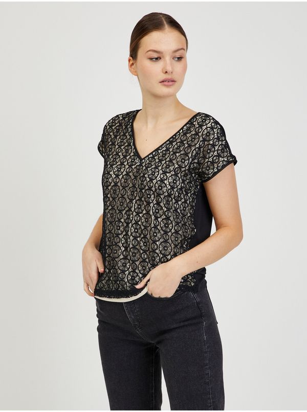 Orsay Beige-Black Women's Lace T-Shirt ORSAY - Women