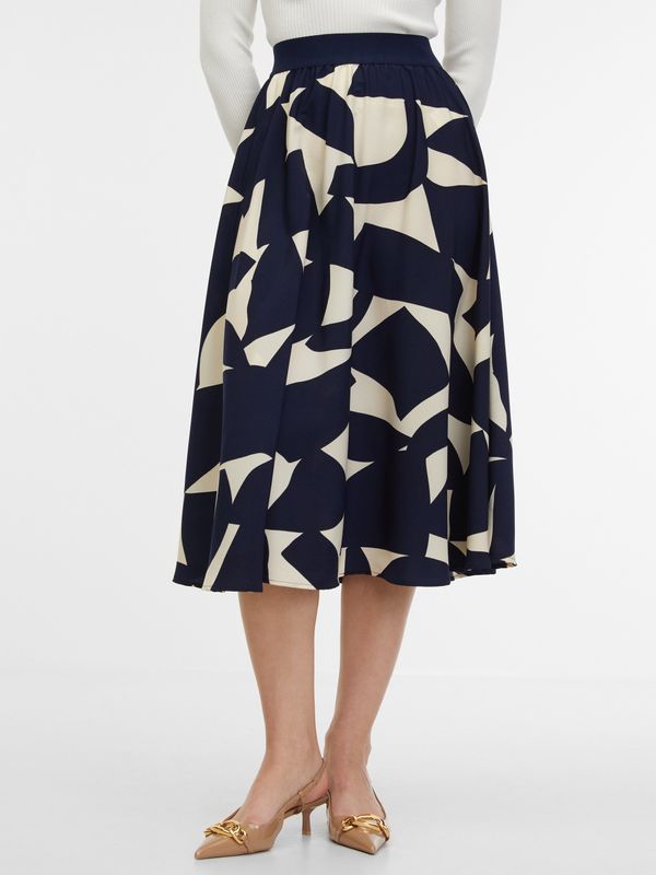 Orsay Beige-blue women's patterned satin skirt ORSAY