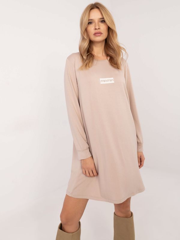 Fashionhunters Beige casual sweatshirt dress