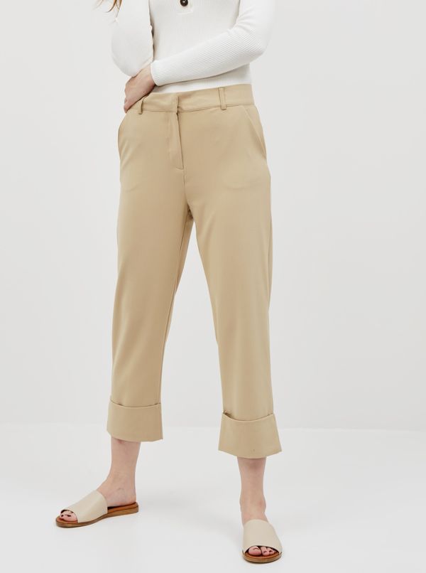 JDY Beige cropped trousers JDY Wagner - Women's
