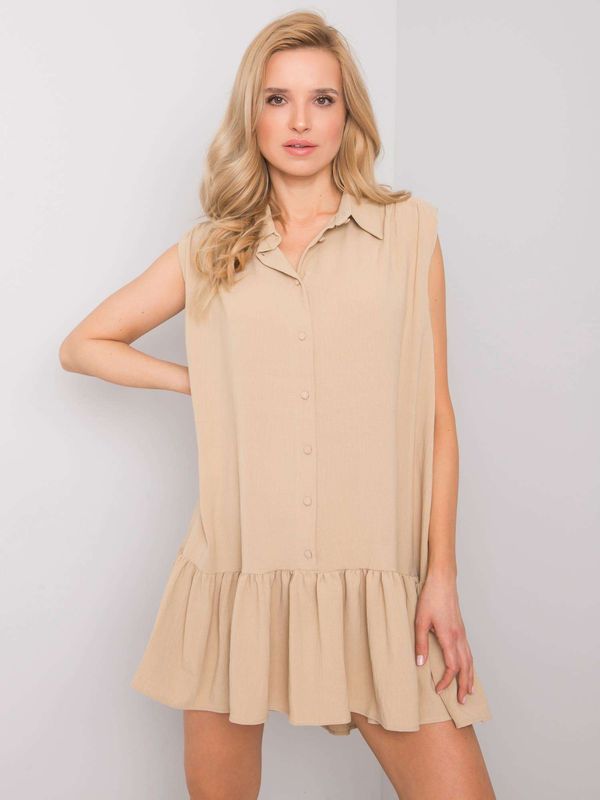 Fashionhunters Beige dress with ruffle Odelia RUE PARIS