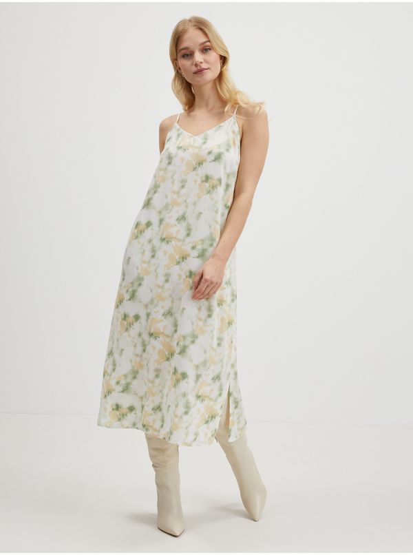 Vila Beige-green women's patterned midishats VILA Barina - Ladies