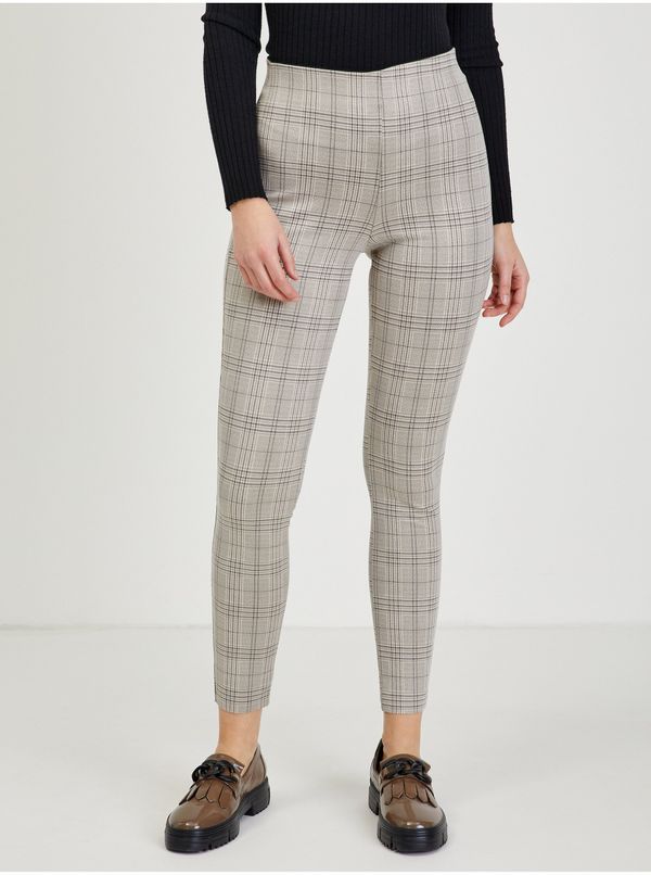 Orsay Beige ladies shortened checked trousers ORSAY - Ladies