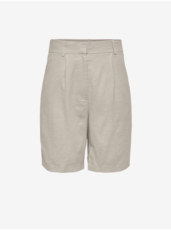 Only Beige Linen Shorts ONLY Caro - Women
