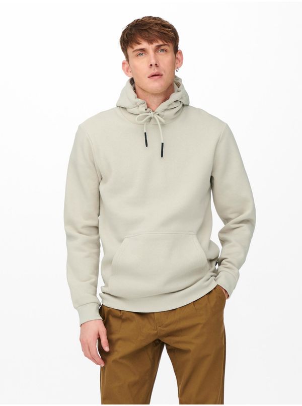 Only Beige Mens Basic Hoodie ONLY & SONS Ceres - Men