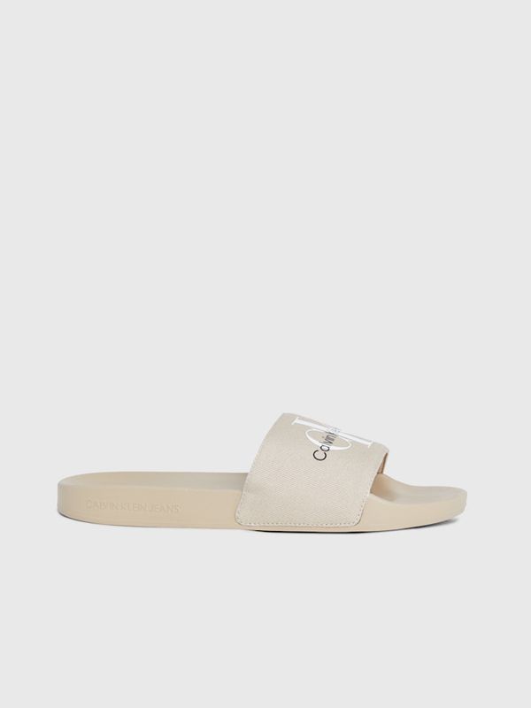 Calvin Klein Beige Men's Slippers Calvin Klein Slide Monogram