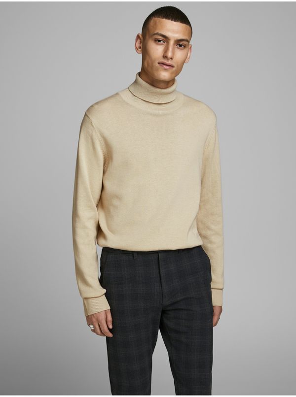 Jack & Jones Beige men's turtleneck Jack & Jones Emil - Men