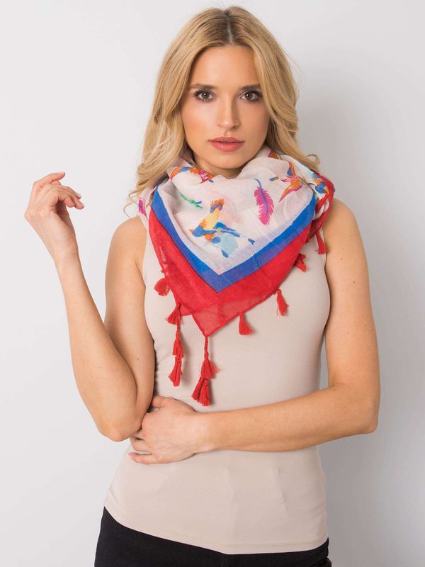 Fashionhunters Beige scarf with colorful print