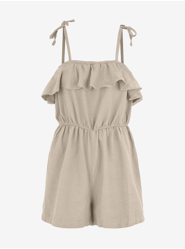 Pieces Beige Short Jumpsuit with Straps Pieces Sunna - Women