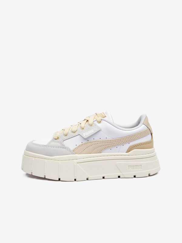 Puma Beige-white women's leather sneakers Puma Mayze Stack Luxe Wns