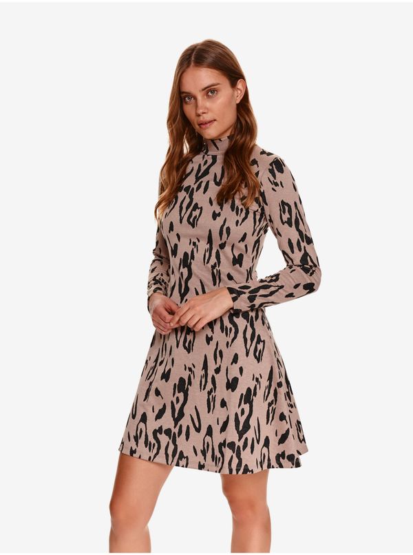 Top Secret Beige women's patterned dress with stand-up collar TOP SECRET - Women's