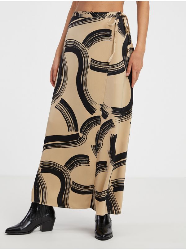 Vero Moda Beige women's patterned wrap maxi skirt VERO MODA Gusa - Women