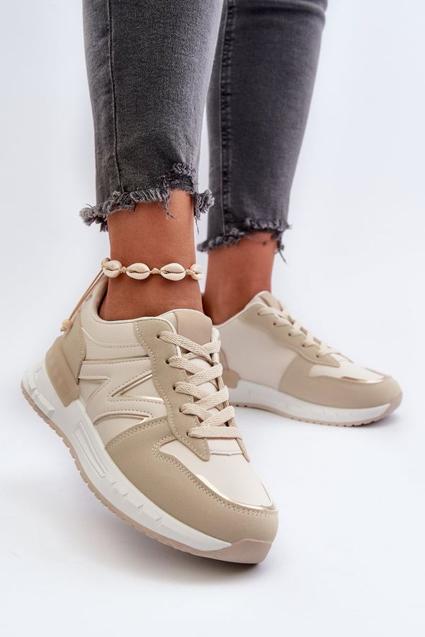 Kesi Beige women's sneakers made of Kaimans eco leather