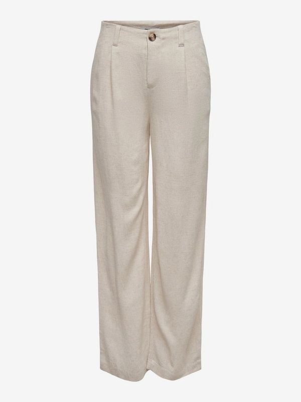 Only Beige women's trousers with linen blend ONLY Agnes