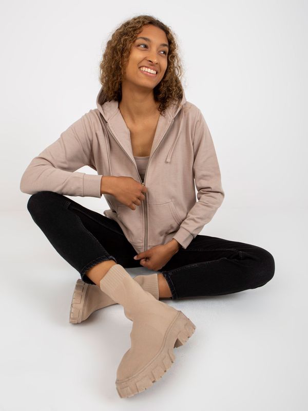 BASIC Feel Good Beige zip-up hoodie with pockets