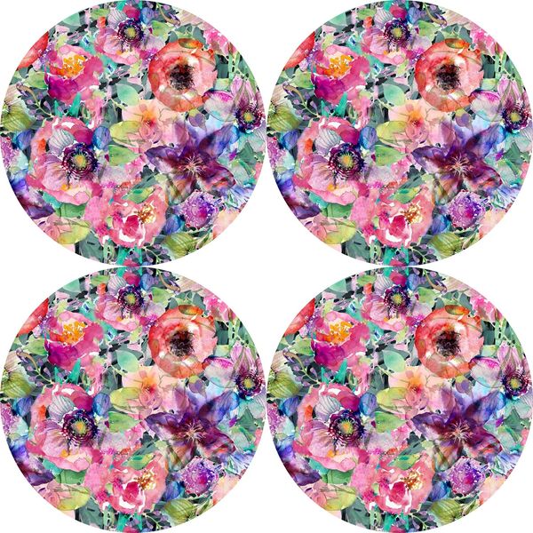 Bertoni Home Bertoni Home Unisex's 4 Round Table Pads Set Flora
