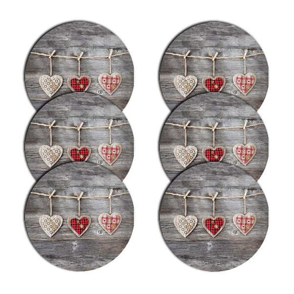 Bertoni Home Bertoni Home Unisex's 6 Round Table Pads Set Hearts