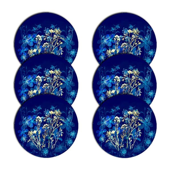 Bertoni Home Bertoni Home Unisex's 6 Round Table Pads Set Midnight Navy Blue