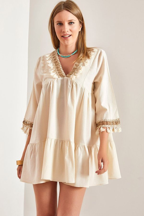 Bianco Lucci Bianco Lucci Women Tasseled Linen Dress