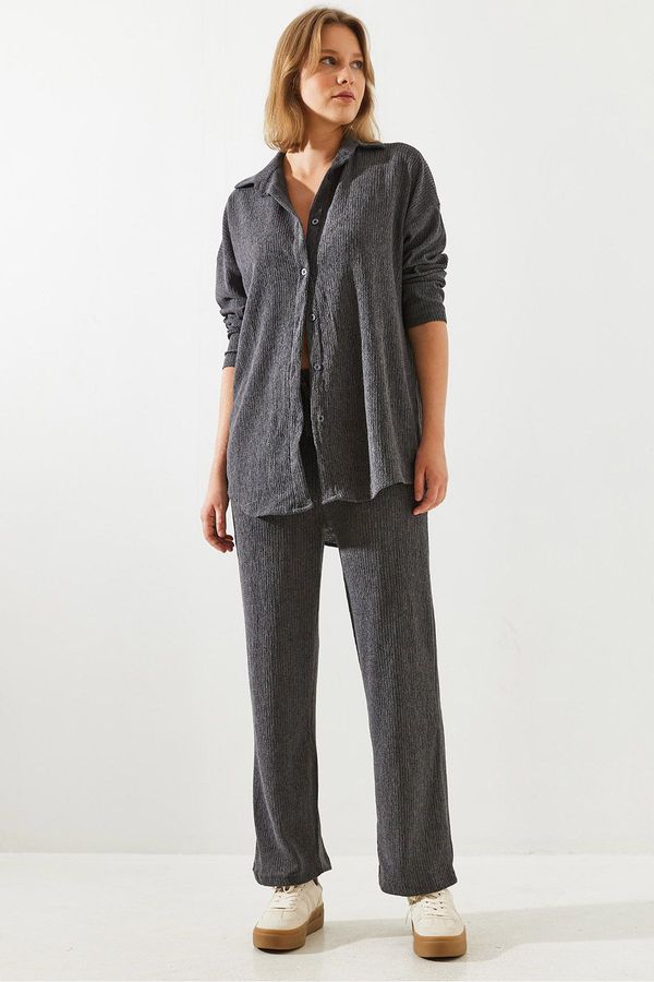 Bianco Lucci Bianco Lucci Women's Crepe Fabric Bottom Top Set