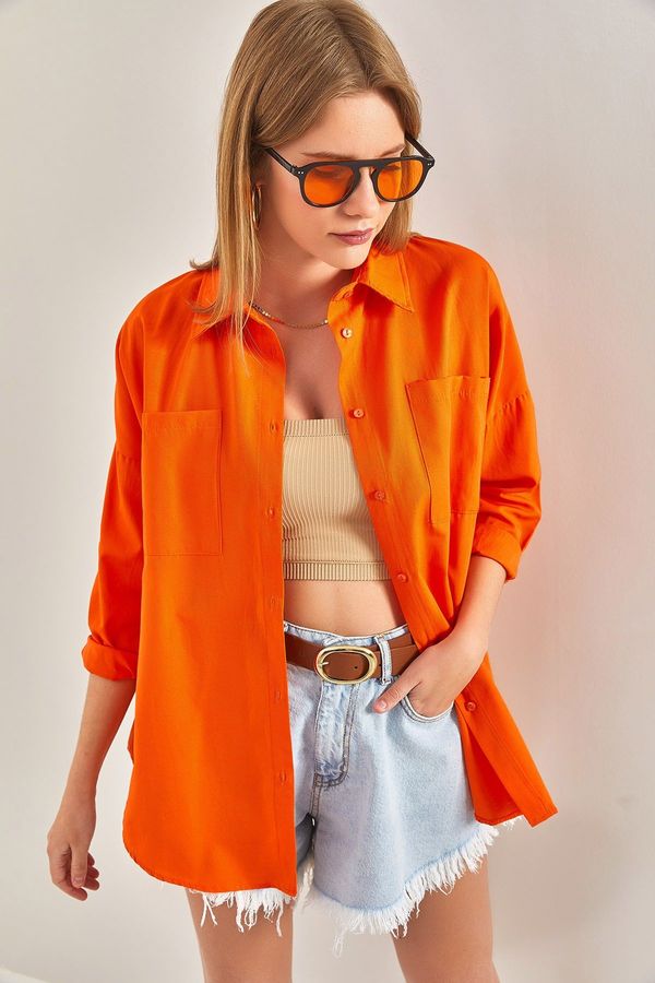 Bianco Lucci Bianco Lucci Women's Double Pocket Basic Terikoton Shirt