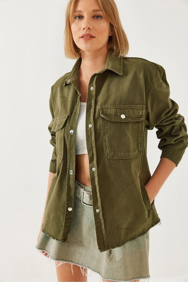 Bianco Lucci Bianco Lucci Women's Fillows Skirt Tassel Gabardine Shirt 4438