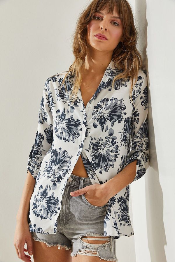 Bianco Lucci Bianco Lucci Women's Floral Patterned Fit-Cut Shirt