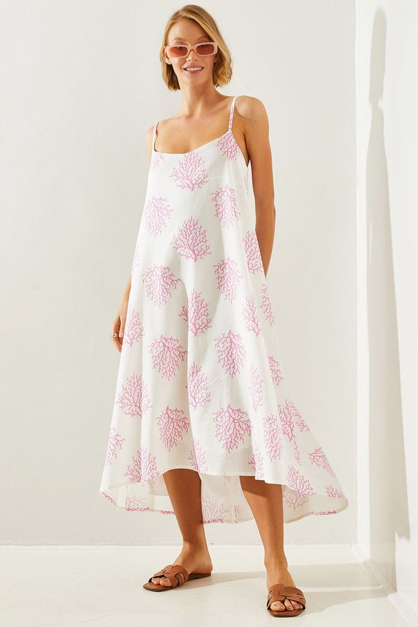 Bianco Lucci Bianco Lucci Women's Lined Thin Strap Patterned Printed Dress 5961