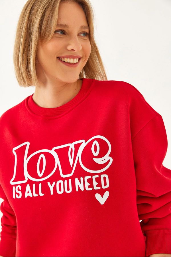 Bianco Lucci Bianco Lucci Women's Loose Cut Round Neck Sweatshirt MBHS022