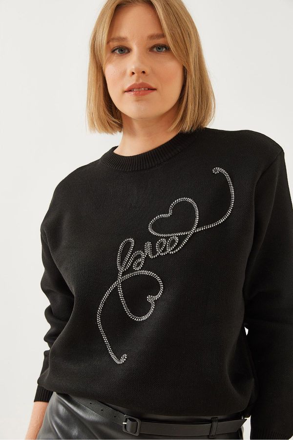 Bianco Lucci Bianco Lucci Women's Love Heart Embroidered Knitwear Sweater 14318