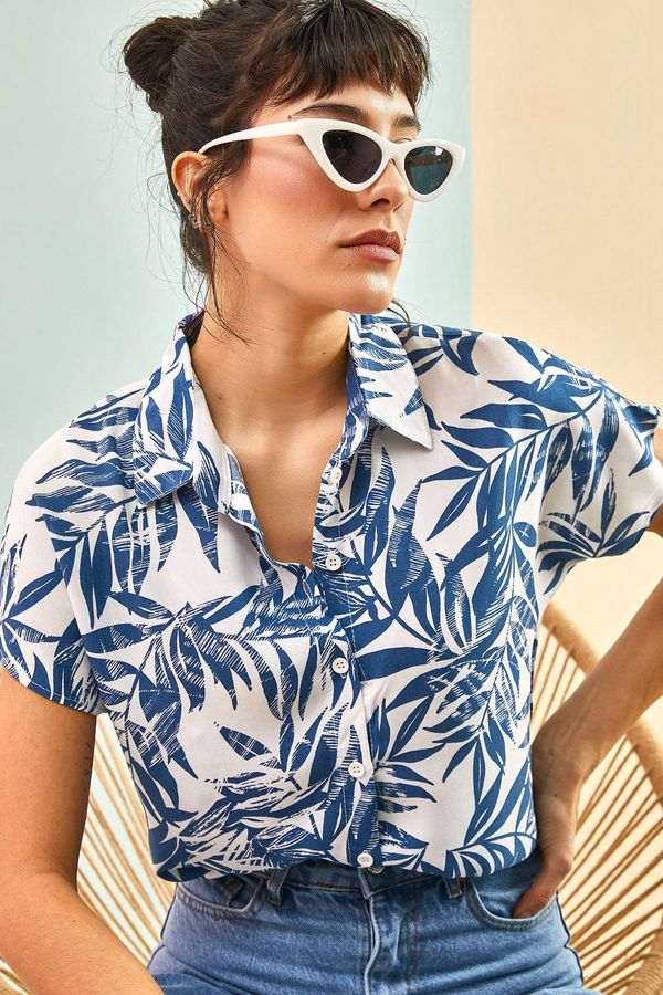 Bianco Lucci Bianco Lucci Women's Multi Patterned Bat Sleeve Shirt