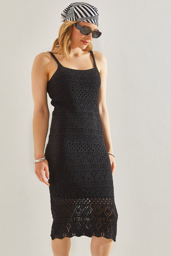 Bianco Lucci Bianco Lucci Women's Openwork Lined Knitwear Dress